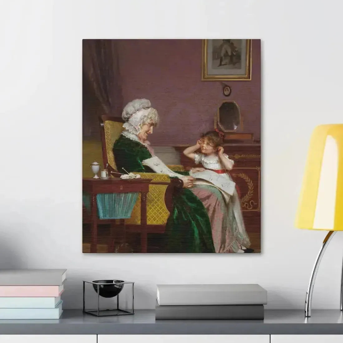 Louis Emile Adan (1839-1937) The First Lesson - Canvas Wall Art - The Sticker Space