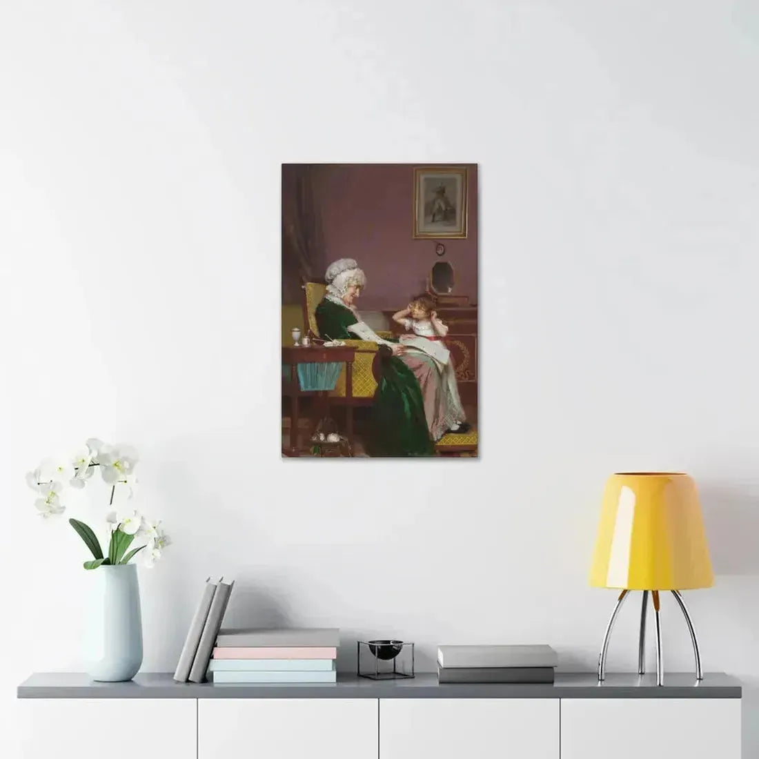 Louis Emile Adan (1839-1937) The First Lesson - Canvas Wall Art - The Sticker Space