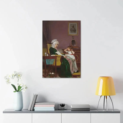 Louis Emile Adan (1839-1937) The First Lesson - Canvas Wall Art - The Sticker Space