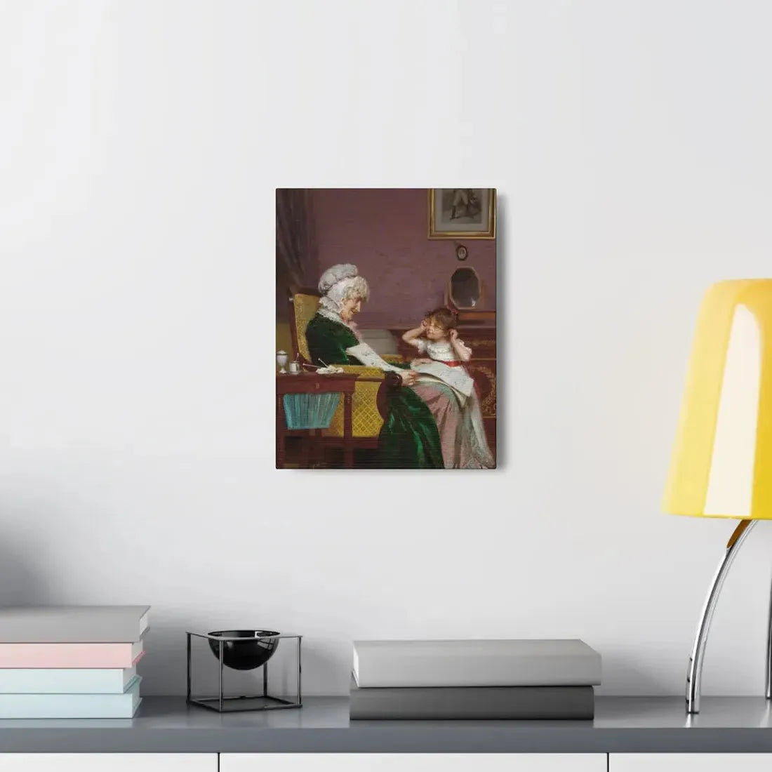 Louis Emile Adan (1839-1937) The First Lesson - Canvas Wall Art - The Sticker Space