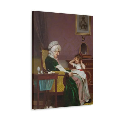 Louis Emile Adan (1839-1937) The First Lesson - Canvas Wall Art - The Sticker Space