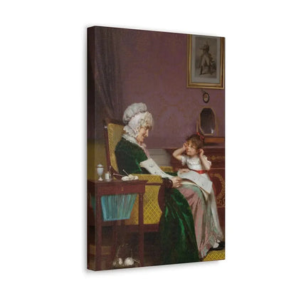 Louis Emile Adan (1839-1937) The First Lesson - Canvas Wall Art - The Sticker Space