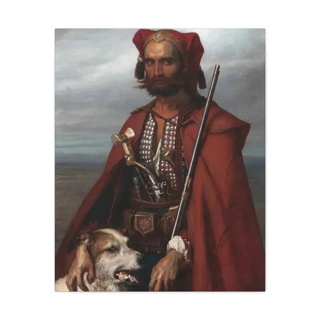 Louis Gallet (1810-1887) Sentinel, the Croat 1854 - Canvas Wall Art 24″ x 30″ 1.25" - The Sticker Space