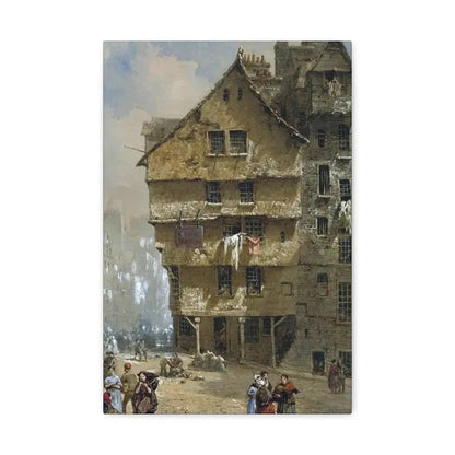 Louise Rayner (1832-1924) Head of the West Bow, Edinburgh - 1877 - Canvas Wall Art 12" x 18" 1.25" - The Sticker Space