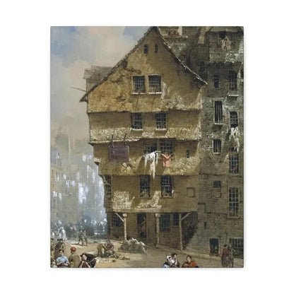 Louise Rayner (1832-1924) Head of the West Bow, Edinburgh - 1877 - Canvas Wall Art 16″ x 20″ 1.25" - The Sticker Space