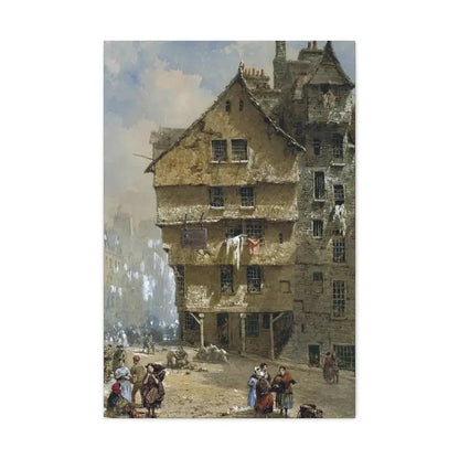 Louise Rayner (1832-1924) Head of the West Bow, Edinburgh - 1877 - Canvas Wall Art 20″ x 30″ 1.25" - The Sticker Space