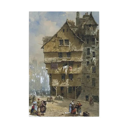 Louise Rayner (1832-1924) Head of the West Bow, Edinburgh - 1877 - Canvas Wall Art 24″ x 36″ 1.25" - The Sticker Space