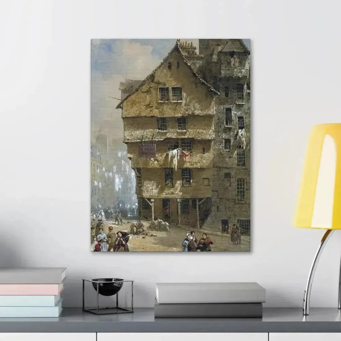 Louise Rayner (1832-1924) Head of the West Bow, Edinburgh - 1877 - Canvas Wall Art - The Sticker Space