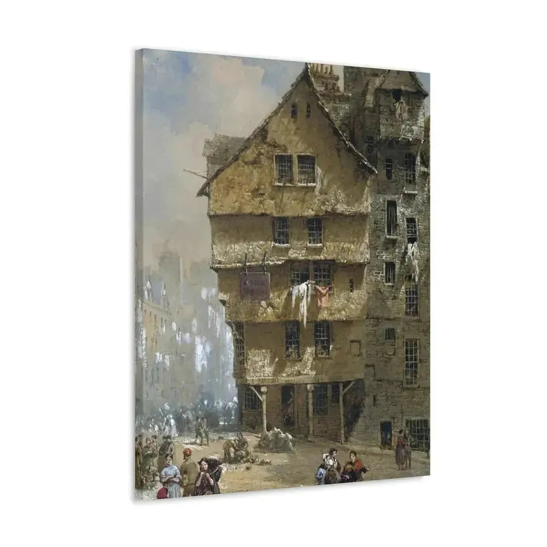 Louise Rayner (1832-1924) Head of the West Bow, Edinburgh - 1877 - Canvas Wall Art - The Sticker Space