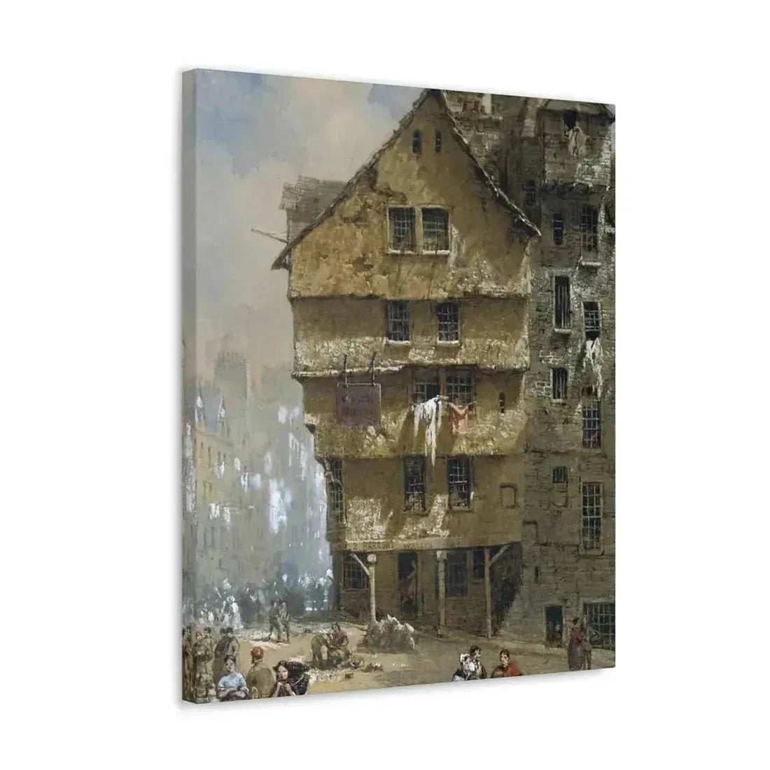 Louise Rayner (1832-1924) Head of the West Bow, Edinburgh - 1877 - Canvas Wall Art - The Sticker Space