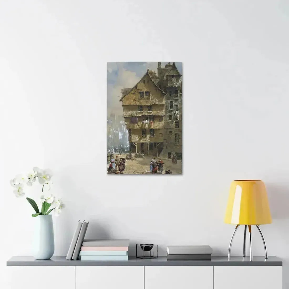 Louise Rayner (1832-1924) Head of the West Bow, Edinburgh - 1877 - Canvas Wall Art - The Sticker Space