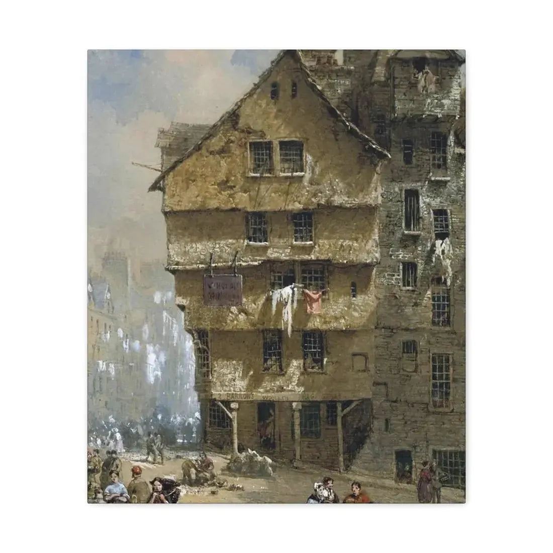 Louise Rayner (1832-1924) Head of the West Bow, Edinburgh - 1877 - Canvas Wall Art - The Sticker Space