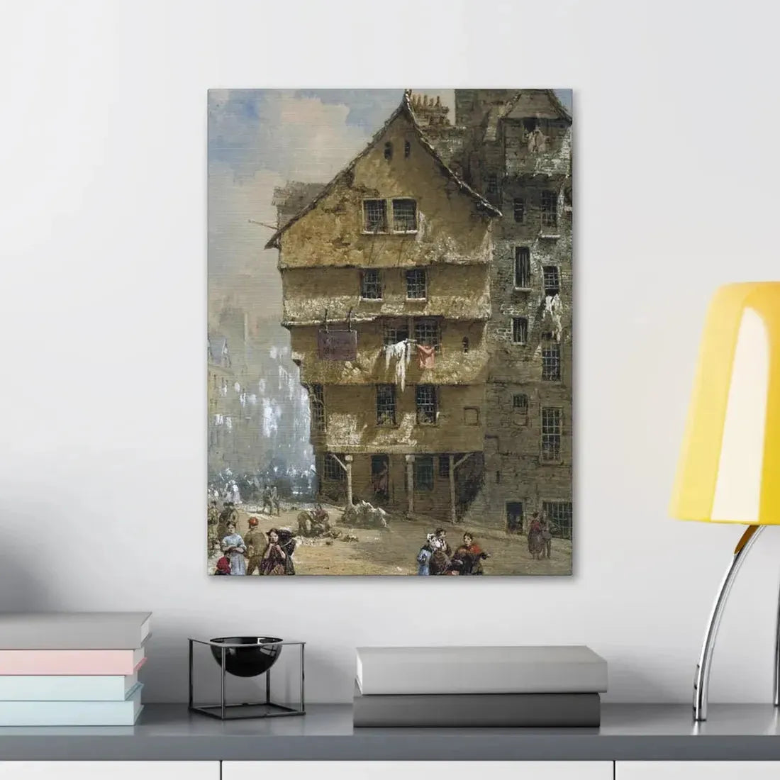 Louise Rayner (1832-1924) Head of the West Bow, Edinburgh - 1877 - Canvas Wall Art - The Sticker Space