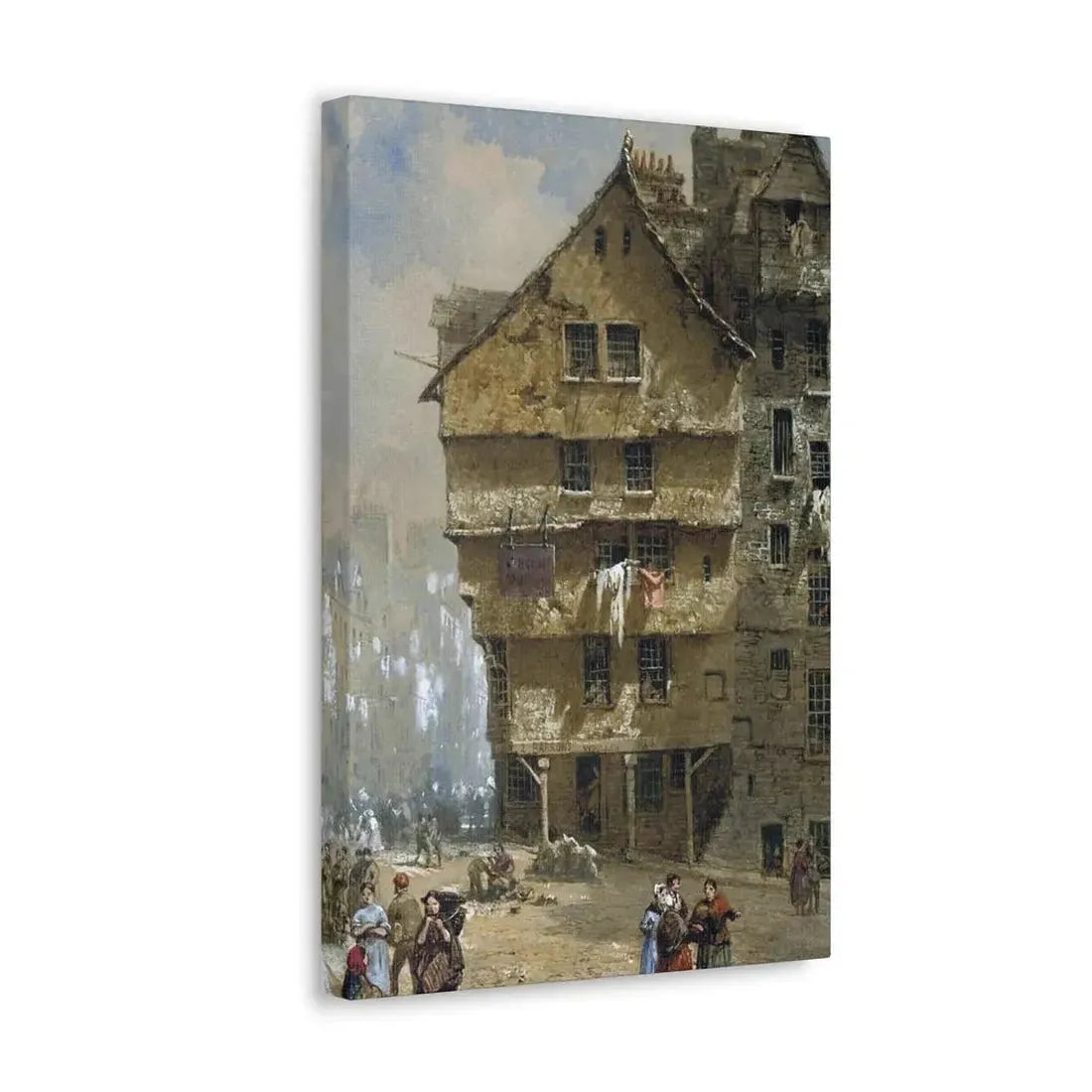 Louise Rayner (1832-1924) Head of the West Bow, Edinburgh - 1877 - Canvas Wall Art - The Sticker Space