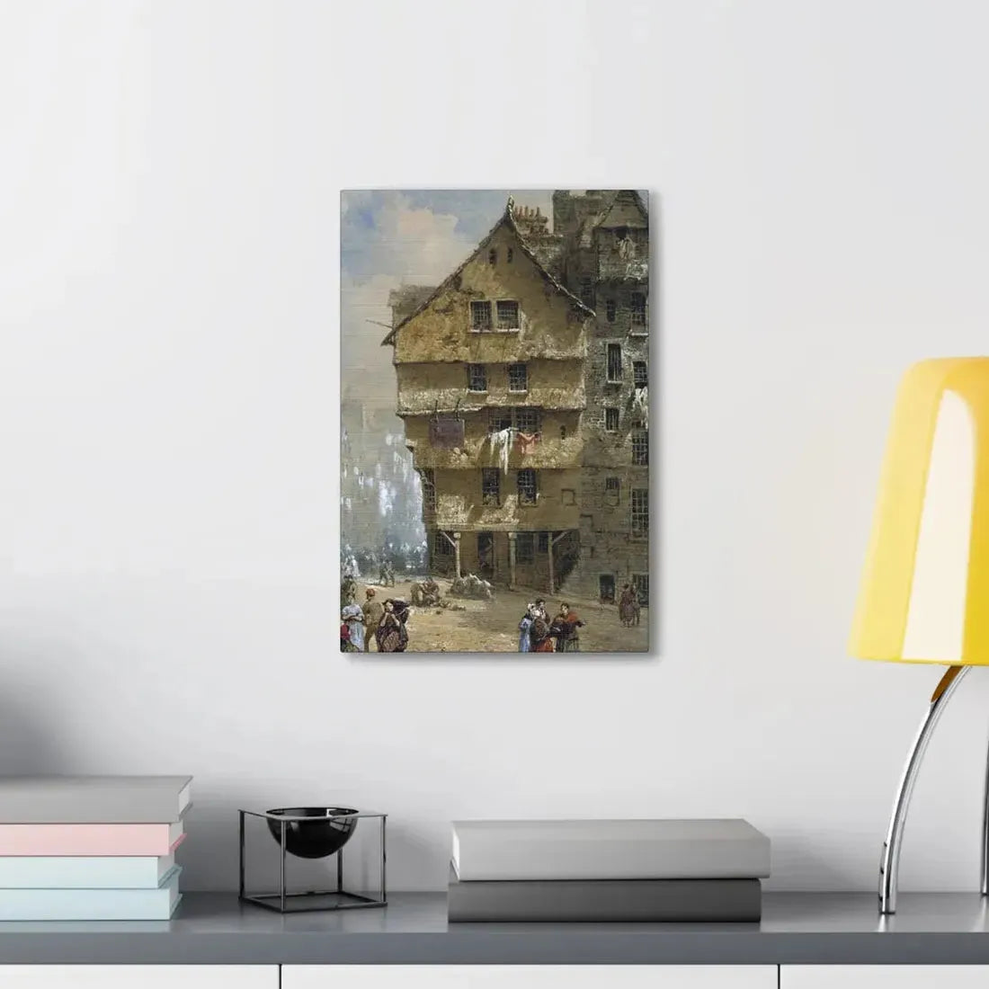 Louise Rayner (1832-1924) Head of the West Bow, Edinburgh - 1877 - Canvas Wall Art - The Sticker Space