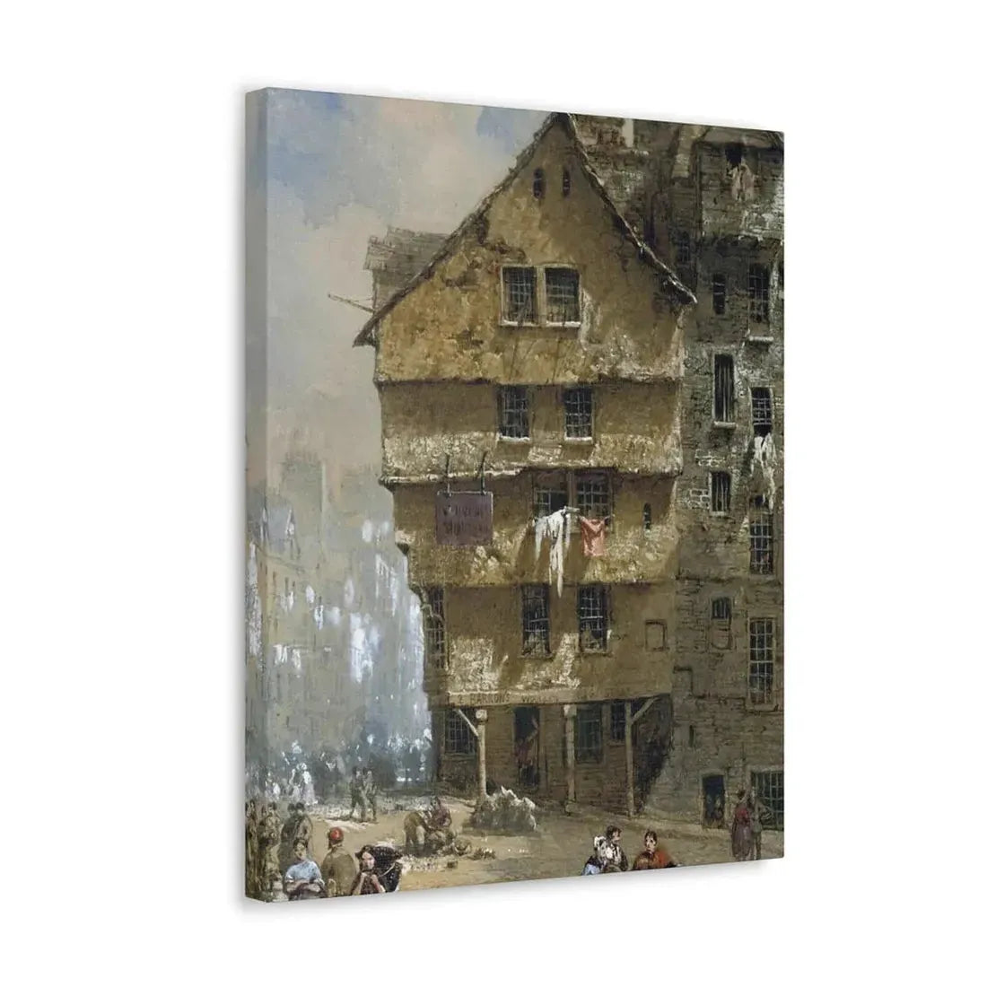 Louise Rayner (1832-1924) Head of the West Bow, Edinburgh - 1877 - Canvas Wall Art - The Sticker Space