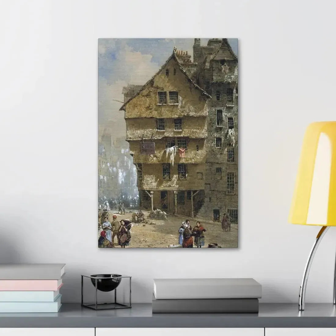 Louise Rayner (1832-1924) Head of the West Bow, Edinburgh - 1877 - Canvas Wall Art - The Sticker Space