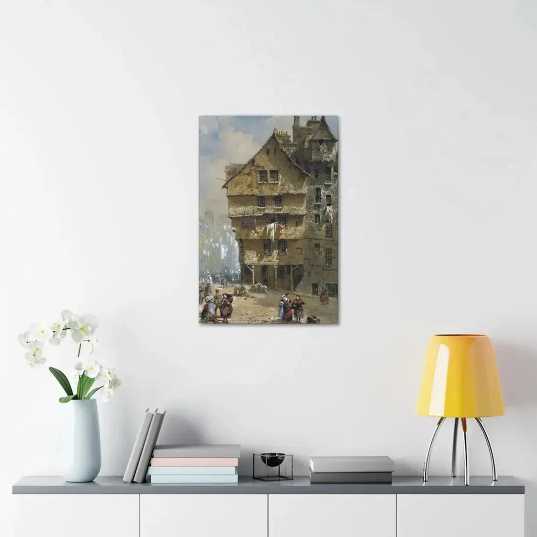 Louise Rayner (1832-1924) Head of the West Bow, Edinburgh - 1877 - Canvas Wall Art - The Sticker Space