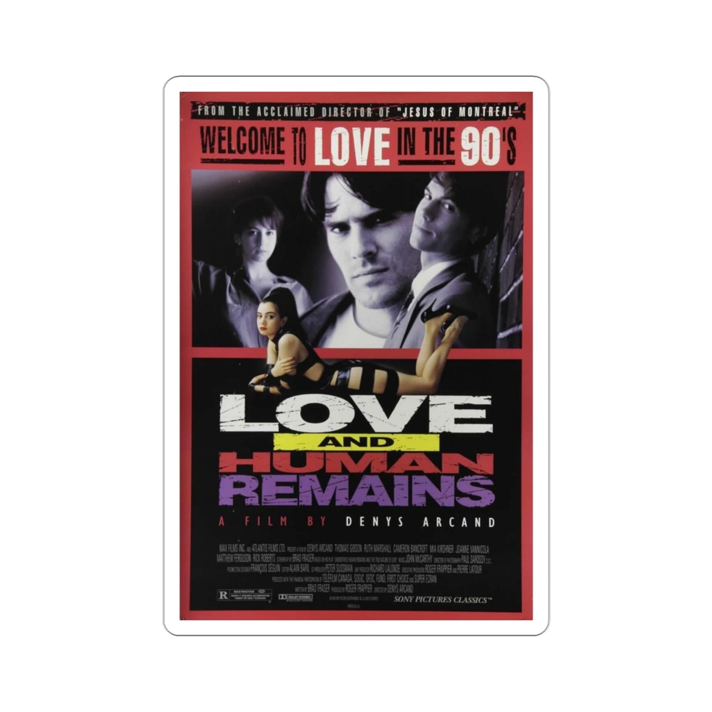 Love And Human Remains 1995 Movie Poster STICKER Vinyl Die-Cut Decal-3 Inch-The Sticker Space