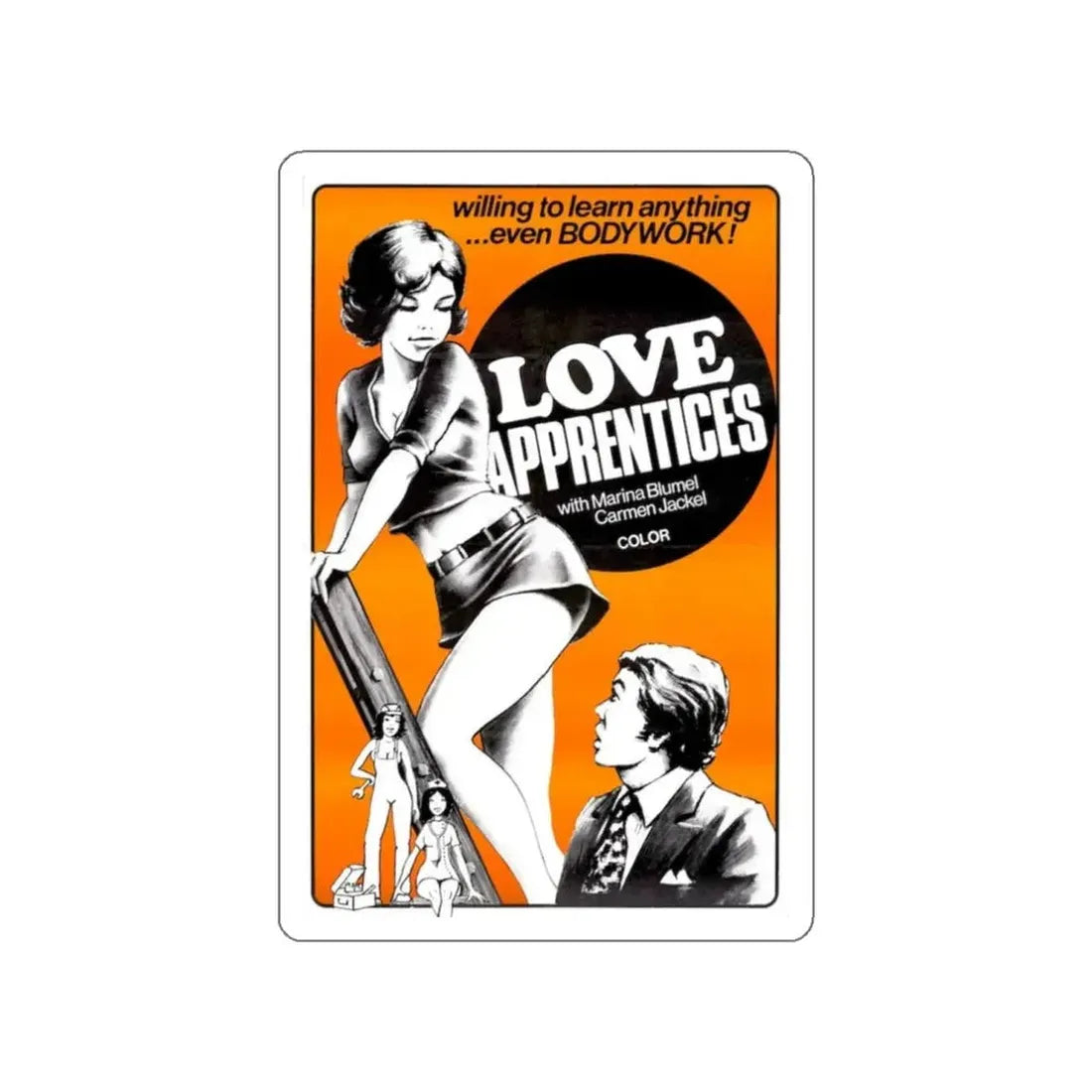 LOVE APPRENTICES 1972 Movie Poster STICKER Vinyl Die-Cut Decal 3 Inch - The Sticker Space