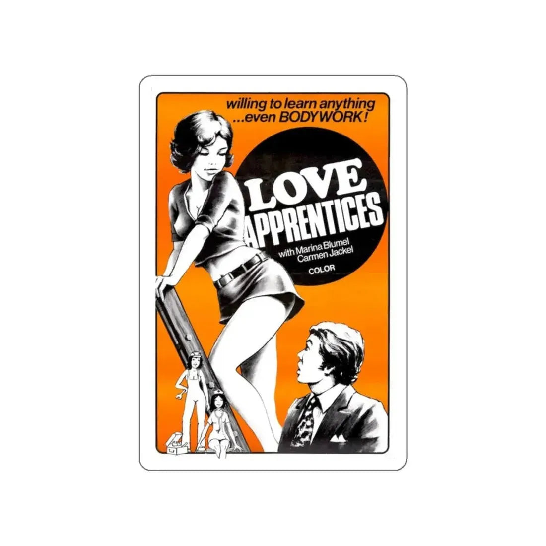 LOVE APPRENTICES 1972 Movie Poster STICKER Vinyl Die-Cut Decal - The Sticker Space