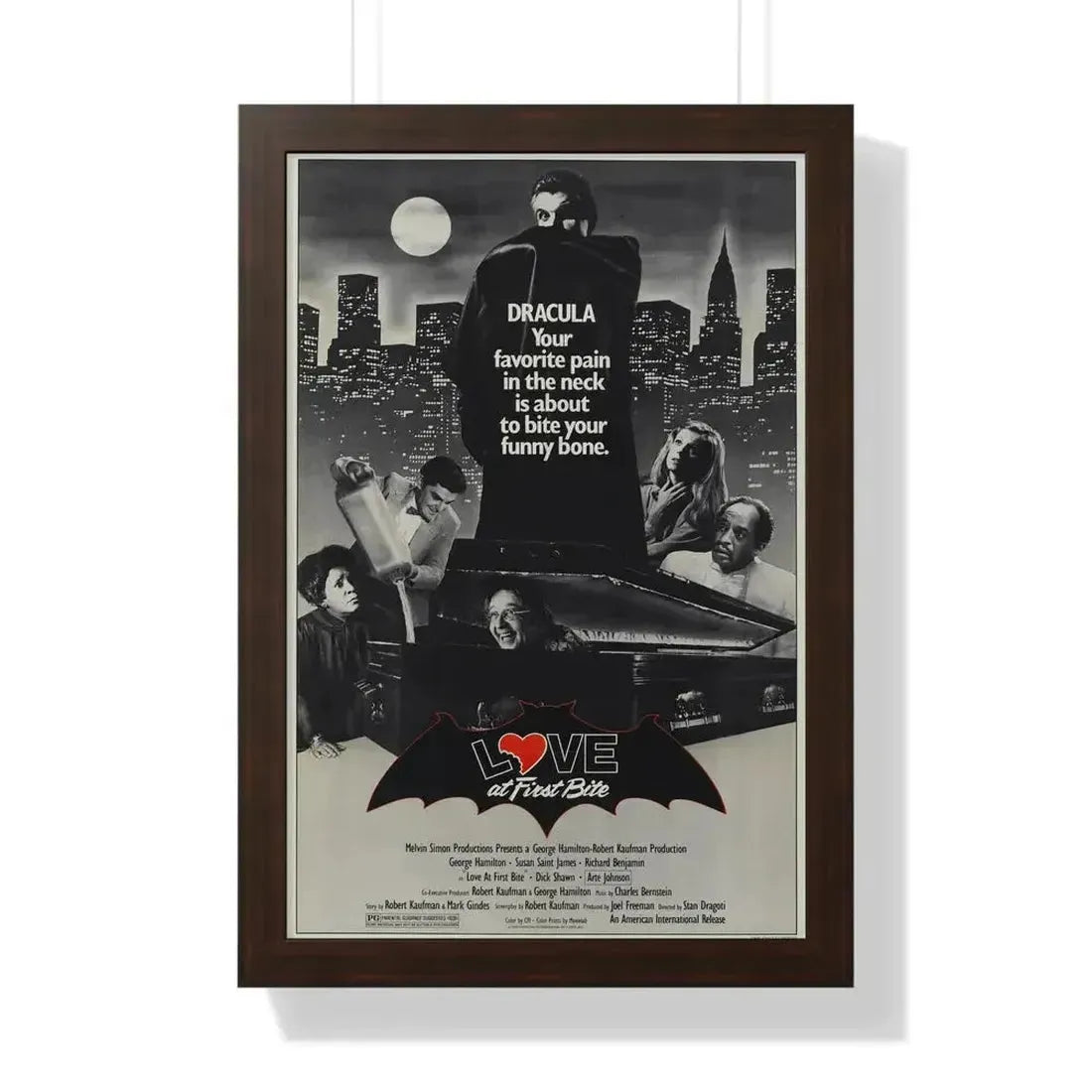 LOVE AT FIRST BITE 1979 - Framed Movie Poster 16″ x 24″ Walnut - The Sticker Space