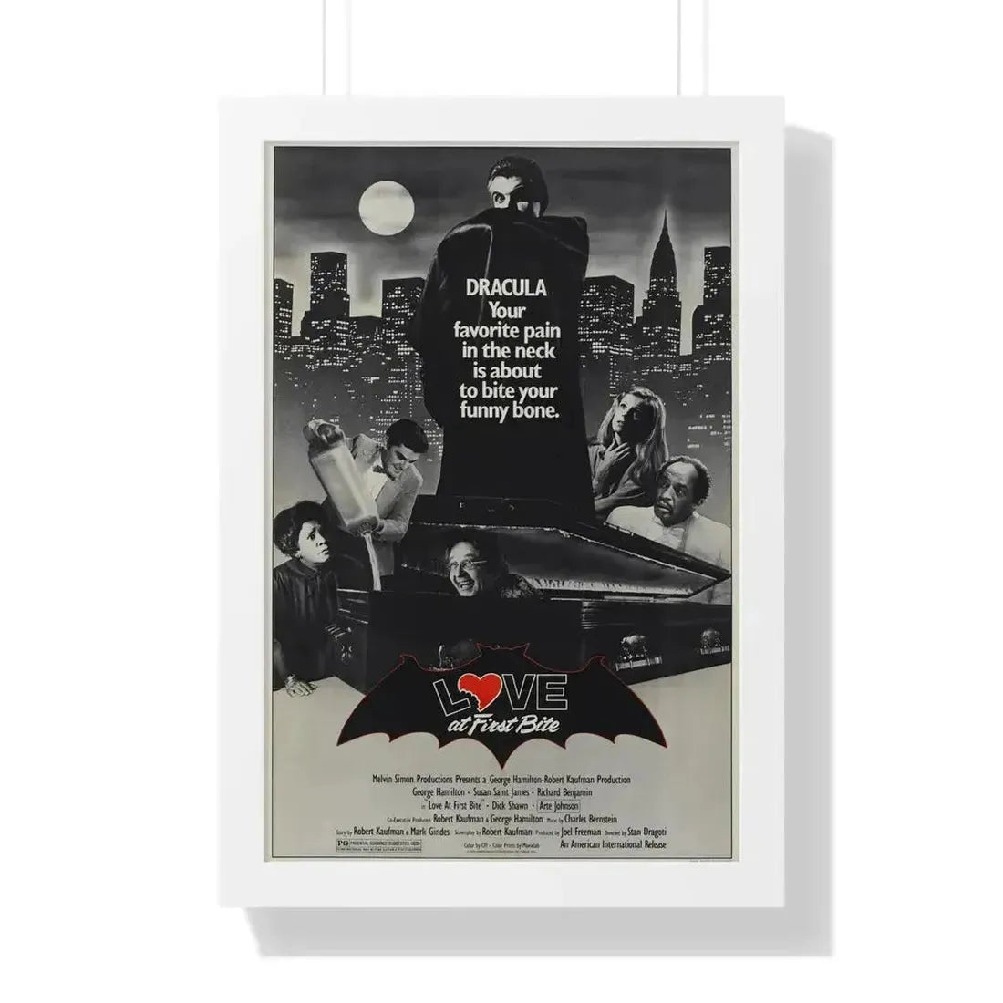 LOVE AT FIRST BITE 1979 - Framed Movie Poster 16″ x 24″ White - The Sticker Space