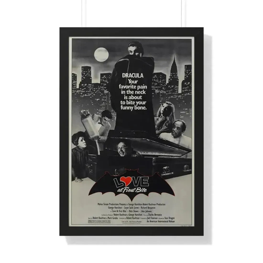 LOVE AT FIRST BITE 1979 - Framed Movie Poster 20" x 30" Black - The Sticker Space