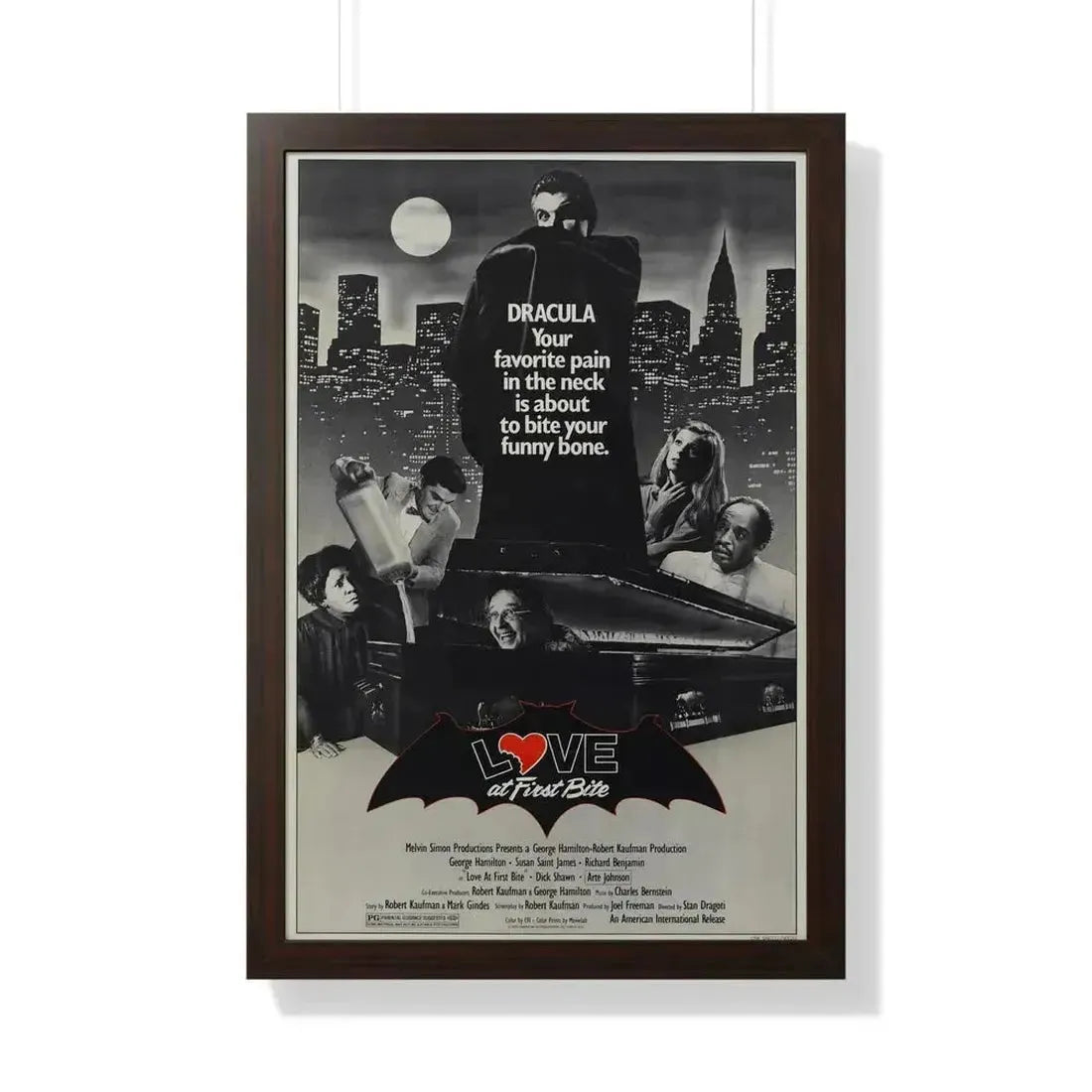 LOVE AT FIRST BITE 1979 - Framed Movie Poster 20" x 30" Walnut - The Sticker Space