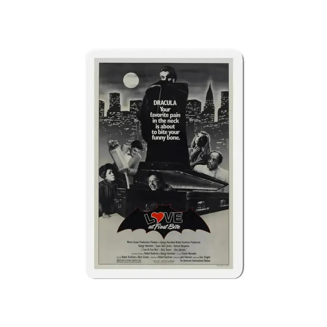 LOVE AT FIRST BITE 1979 Movie Poster - Refrigerator Magnet 3 Inch Die-Cut - The Sticker Space