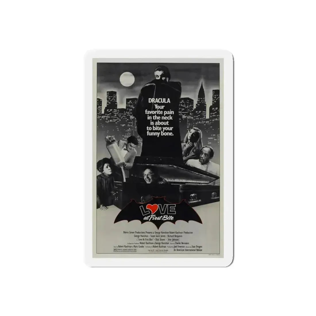 LOVE AT FIRST BITE 1979 Movie Poster - Refrigerator Magnet 4 Inch Die-Cut - The Sticker Space