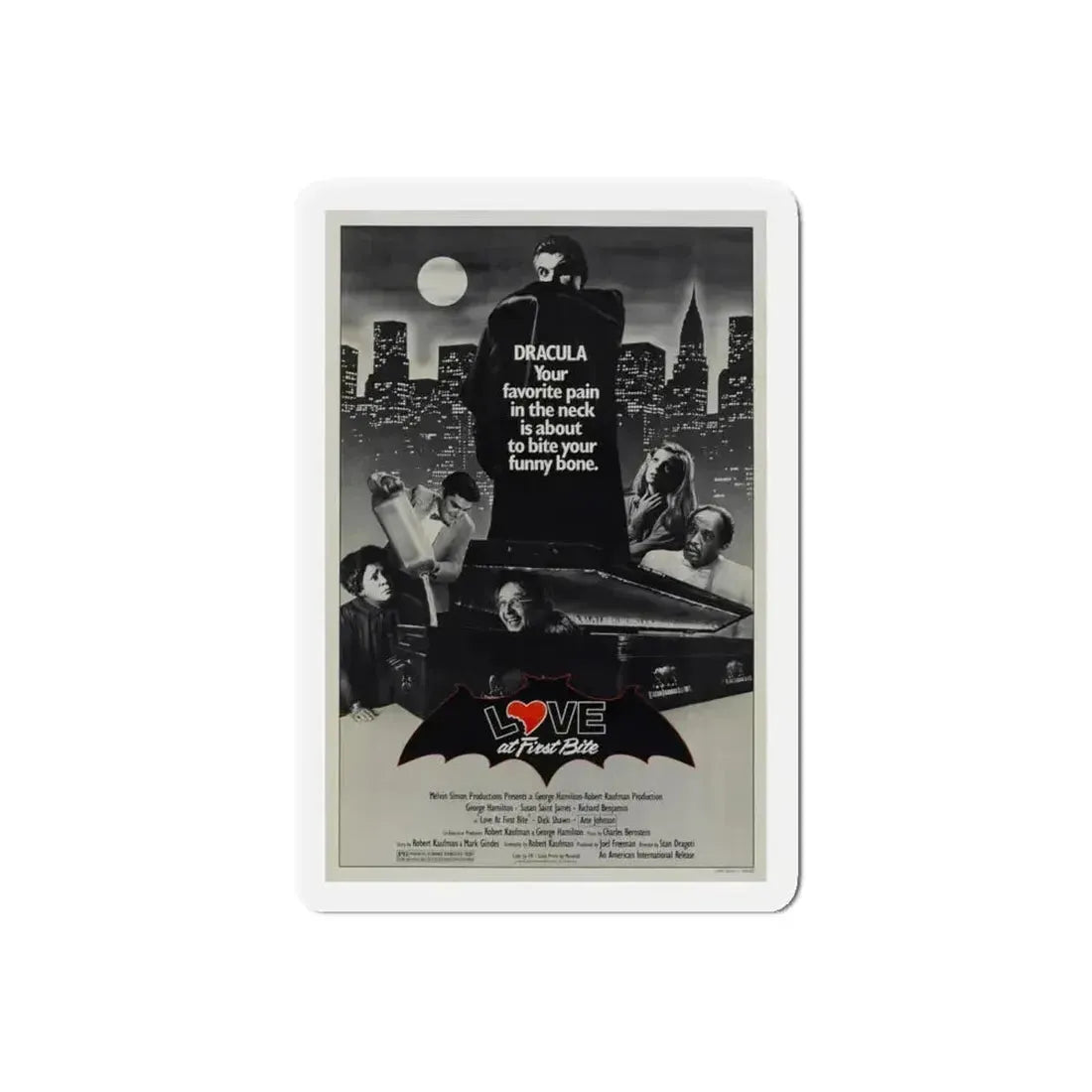 LOVE AT FIRST BITE 1979 Movie Poster - Refrigerator Magnet 6 Inch Die-Cut - The Sticker Space