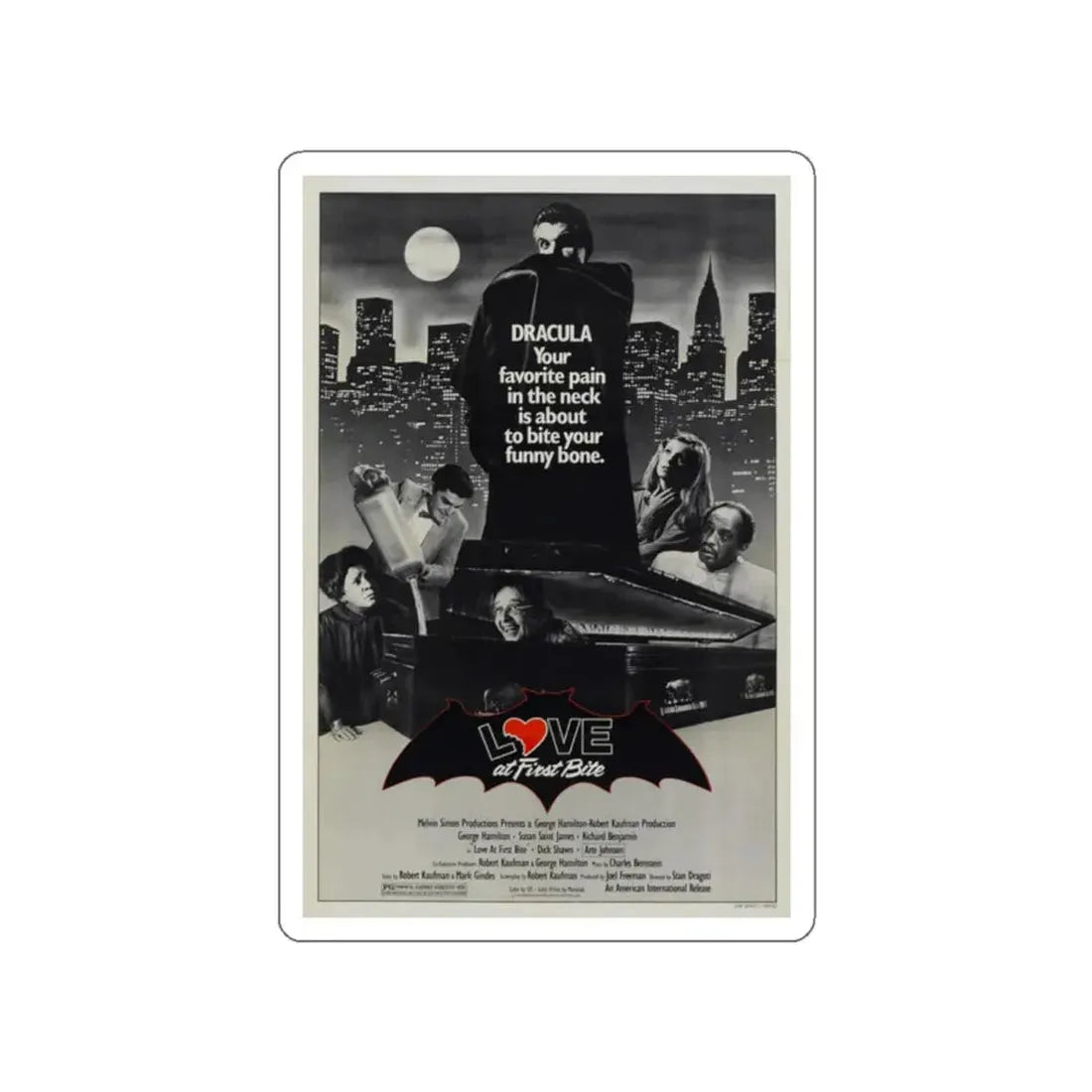 LOVE AT FIRST BITE 1979 Movie Poster STICKER Vinyl Die-Cut Decal 2 Inch - The Sticker Space