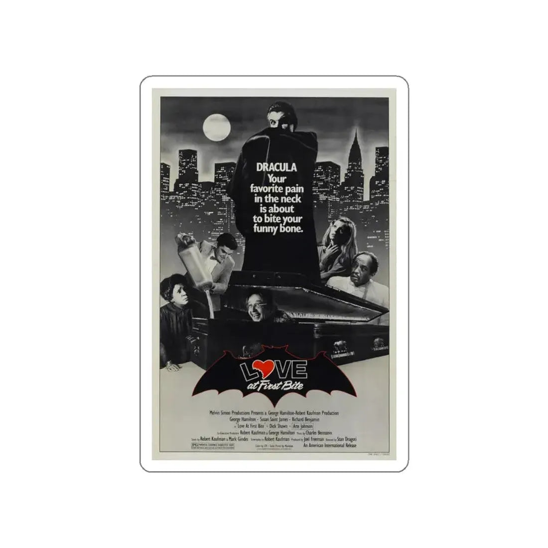 LOVE AT FIRST BITE 1979 Movie Poster STICKER Vinyl Die-Cut Decal 5 Inch - The Sticker Space