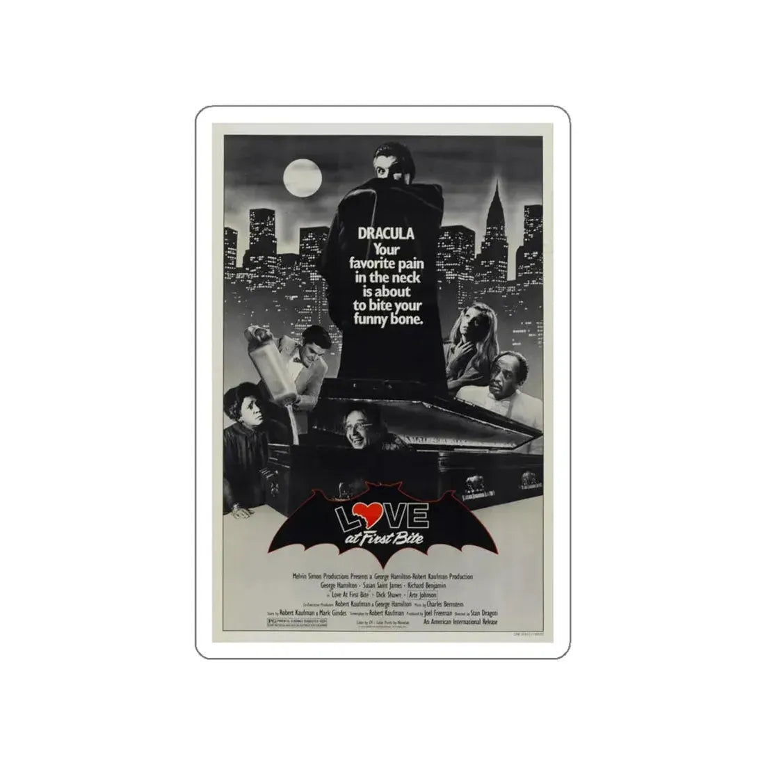 LOVE AT FIRST BITE 1979 Movie Poster STICKER Vinyl Die-Cut Decal - The Sticker Space