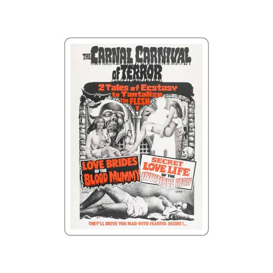 LOVE BRIDES OF THE MUMMY + SECRET LOVE LIFE OF THE INVISIBLE MAN 1973 Movie Poster STICKER Vinyl Die-Cut Decal 2 Inch - The Sticker Space