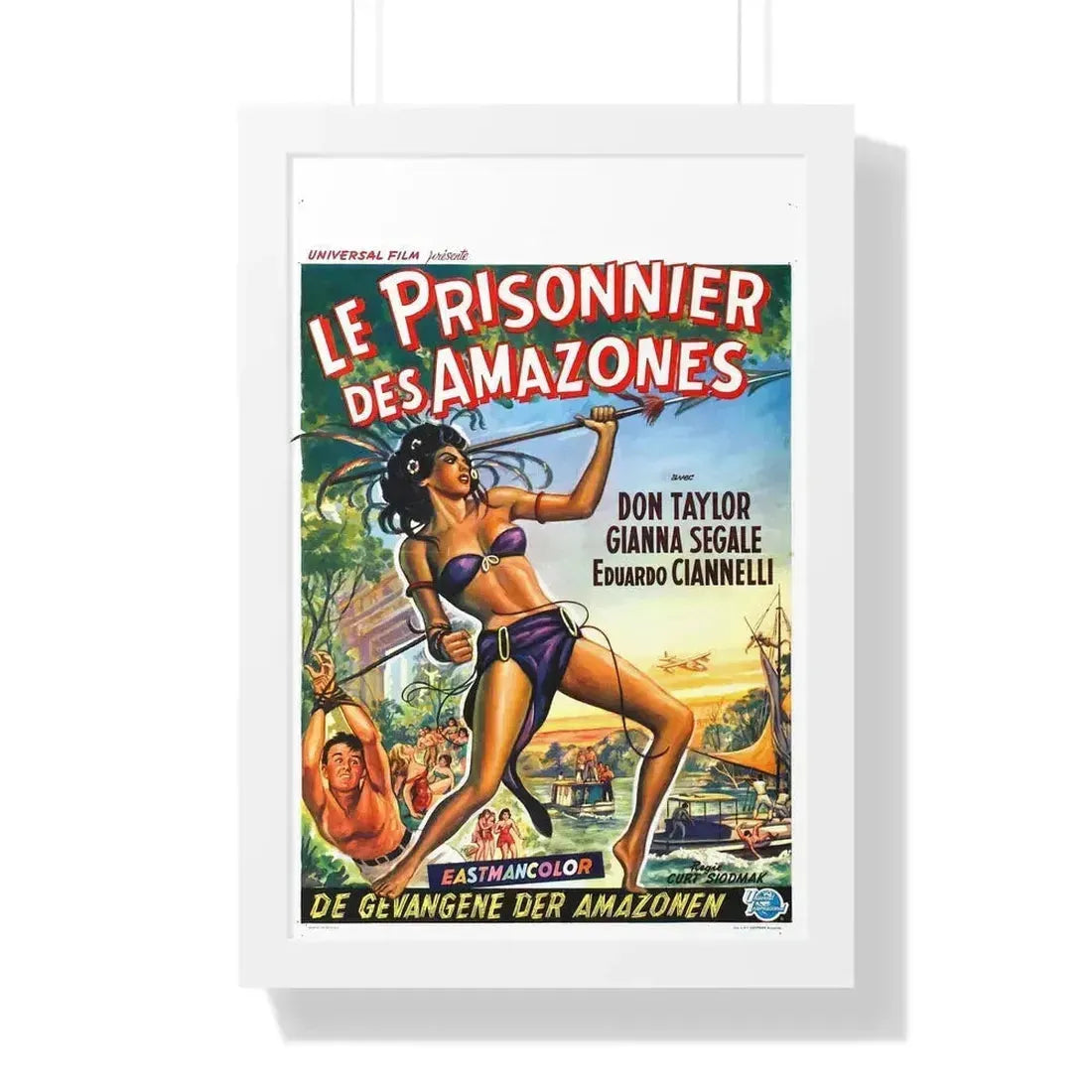 LOVE SLAVES OF THE AMAZON (BELGIAN) 1957 - Framed Movie Poster 16″ x 24″ White - The Sticker Space