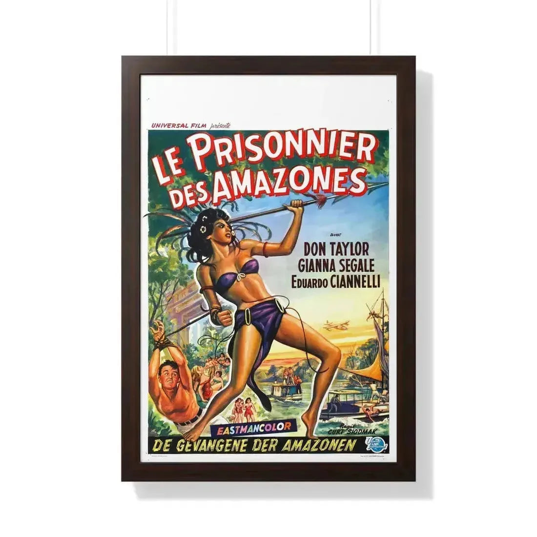 LOVE SLAVES OF THE AMAZON (BELGIAN) 1957 - Framed Movie Poster 20" x 30" Walnut - The Sticker Space