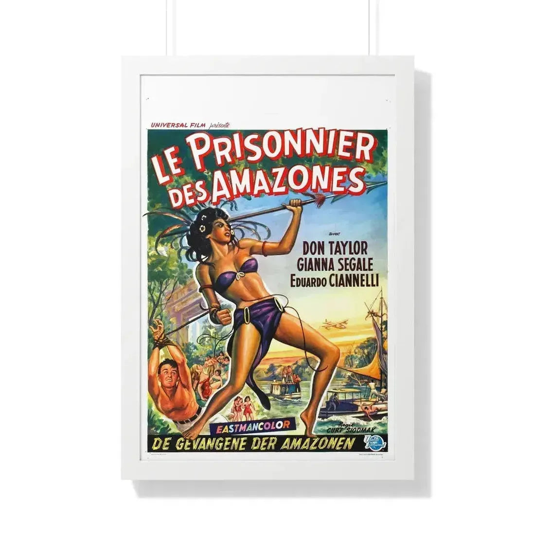 LOVE SLAVES OF THE AMAZON (BELGIAN) 1957 - Framed Movie Poster 20" x 30" White - The Sticker Space