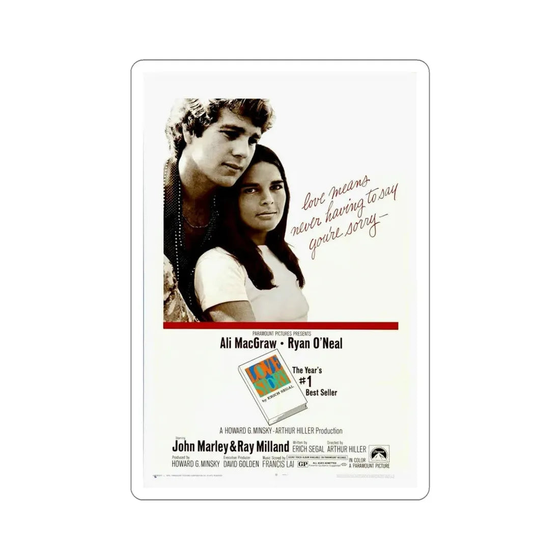 Love Story 1970 Movie Poster STICKER Vinyl Die-Cut Decal - The Sticker Space