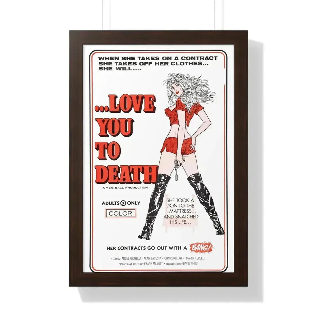 LOVE YOU TO DEATH 1977 - Framed Movie Poster 16″ x 24″ Walnut - The Sticker Space