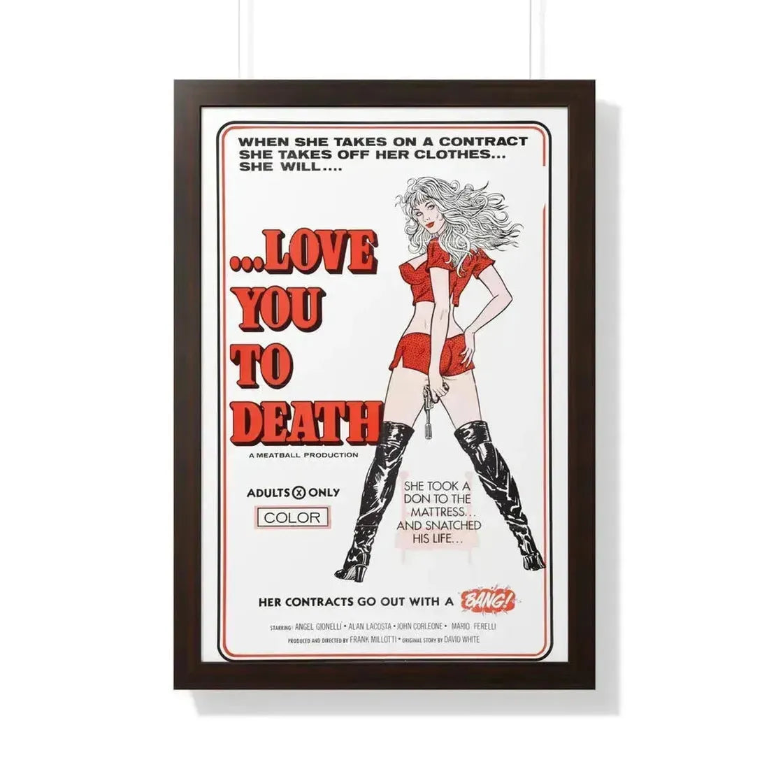 LOVE YOU TO DEATH 1977 - Framed Movie Poster 20" x 30" Walnut - The Sticker Space