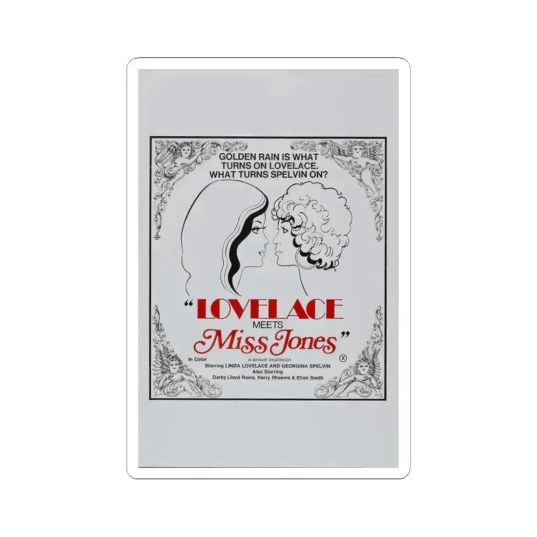 LOVELACE MEETS MISS JONES 1975 Movie Poster - STICKER Vinyl Kiss-Cut Decal 2 Inch White - The Sticker Space