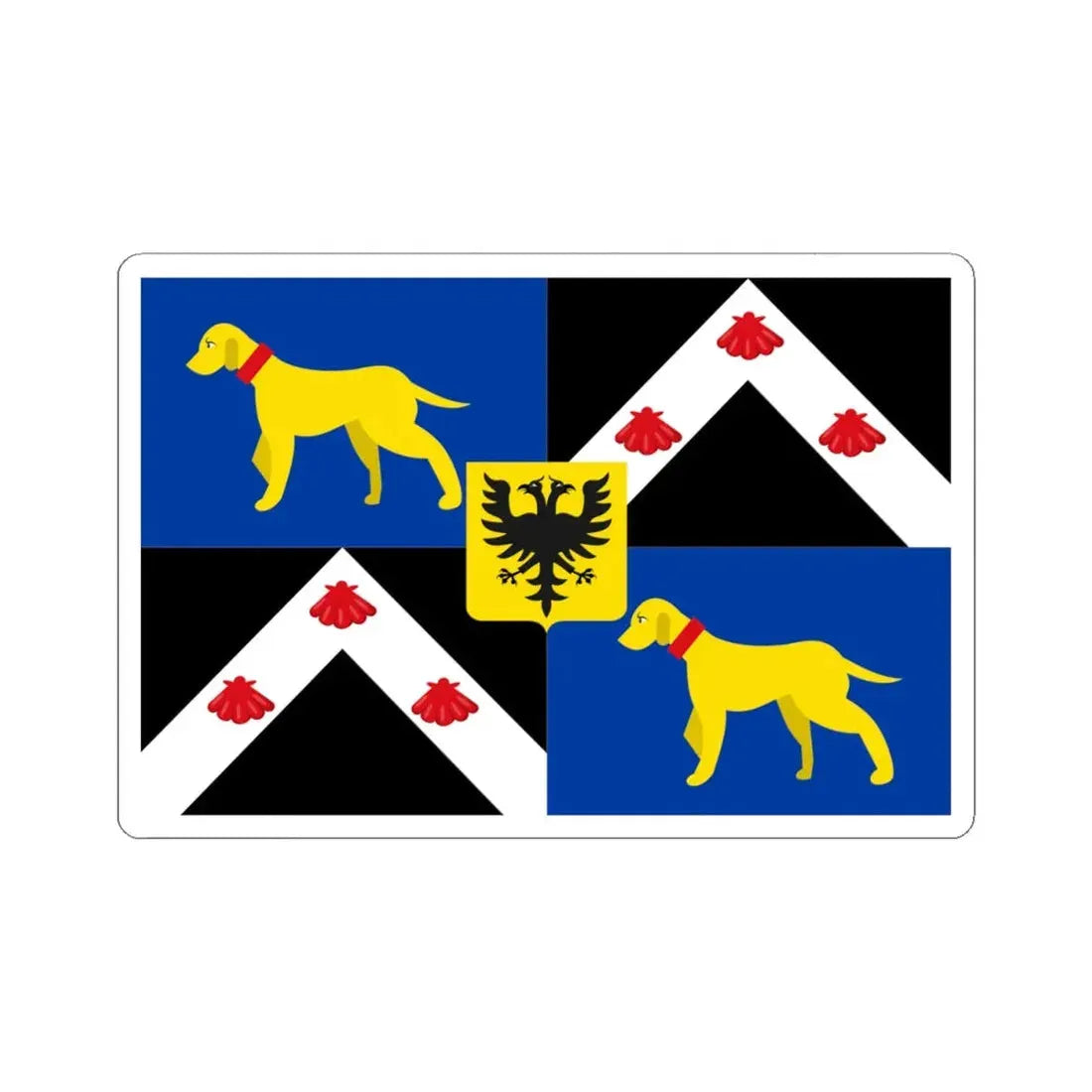 Lovendegem vlag (Belgium) STICKER Vinyl Kiss-Cut Decal 4 Inch White - The Sticker Space