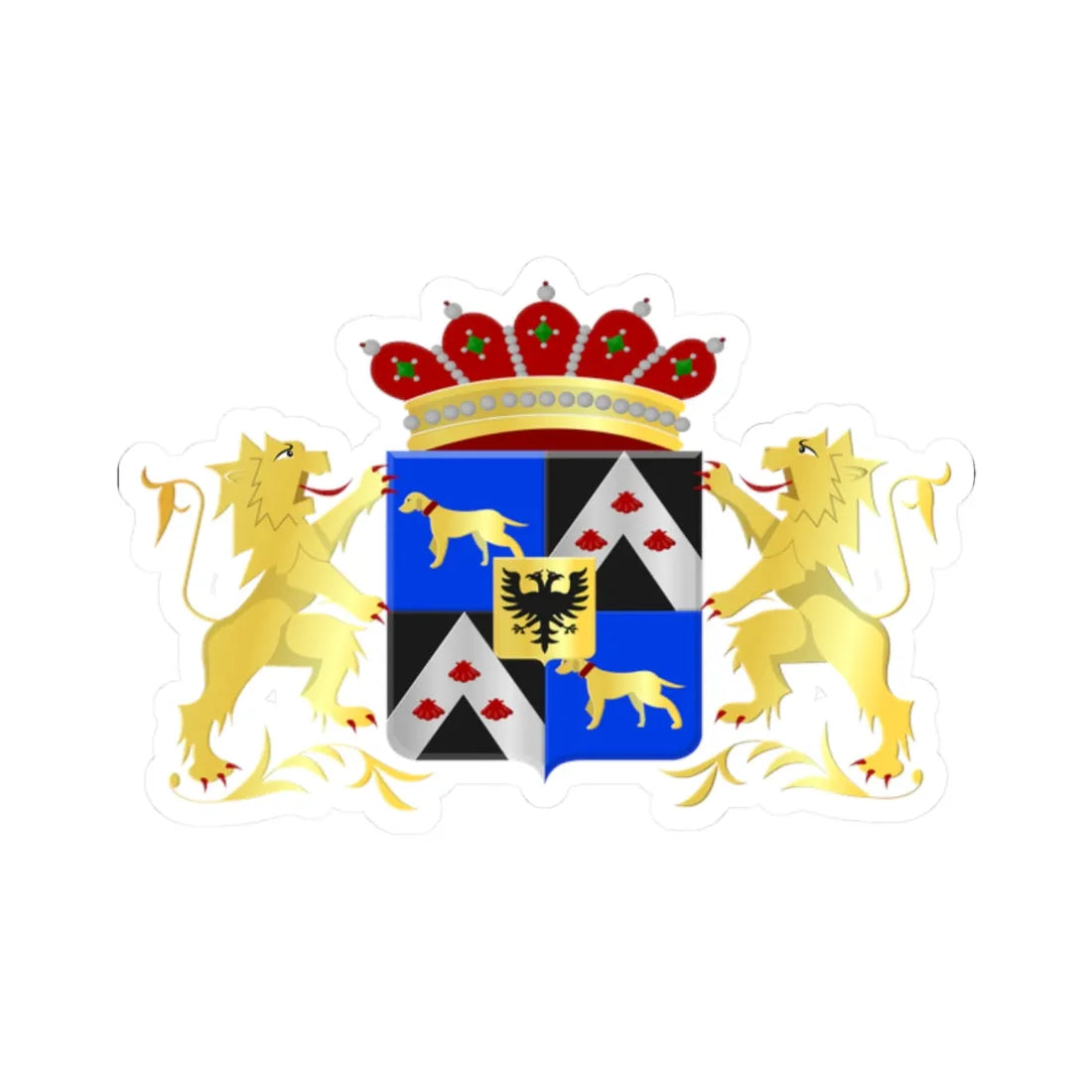 Lovendegem wapen (Belgium) (Coat of Arms) STICKER Vinyl Kiss-Cut Decal 2 Inch White - The Sticker Space