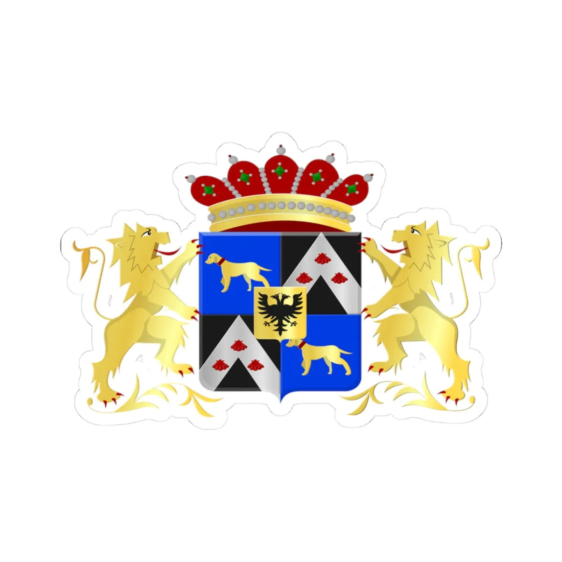 Lovendegem wapen (Belgium) (Coat of Arms) STICKER Vinyl Kiss-Cut Decal 3 Inch White - The Sticker Space