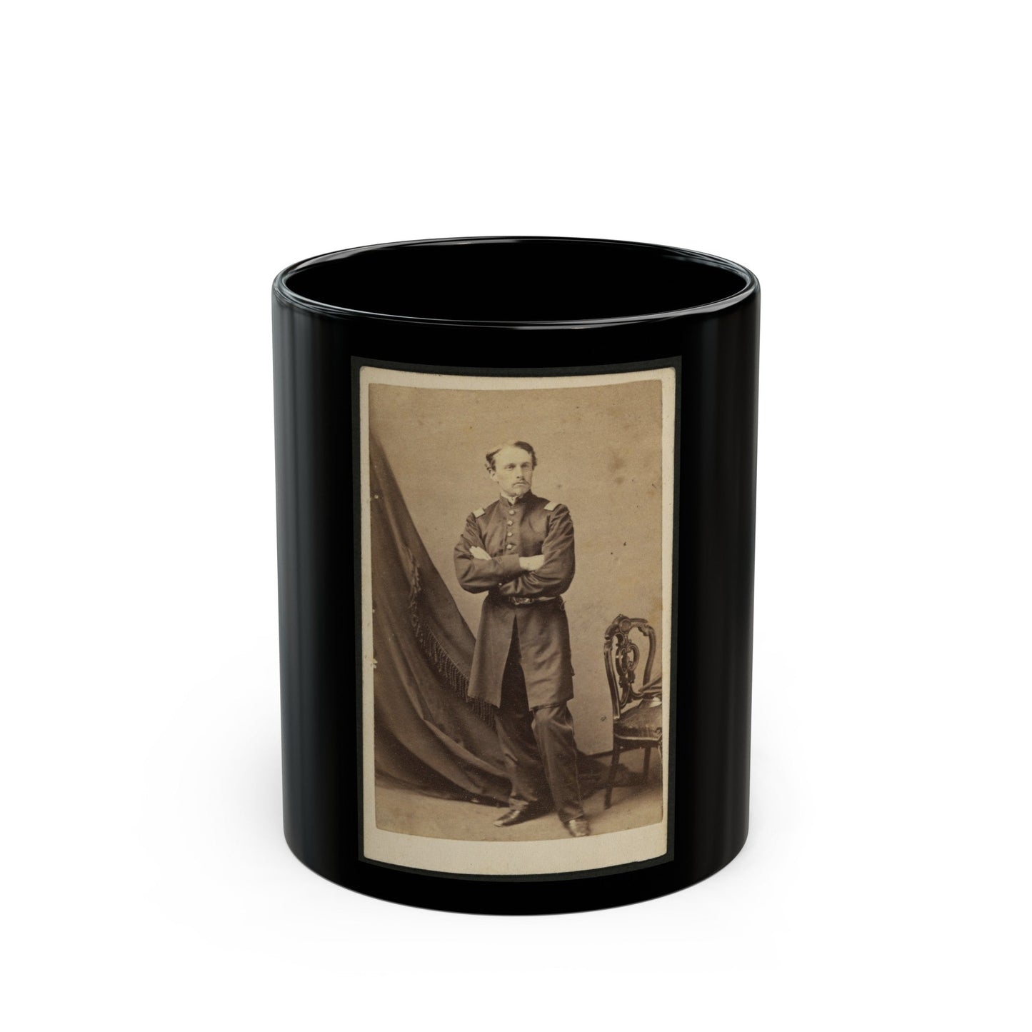 Lt. Robert G. Shaw, Standing, Facing Front (U.S. Civil War) Black Coffee Mug-11oz-The Sticker Space