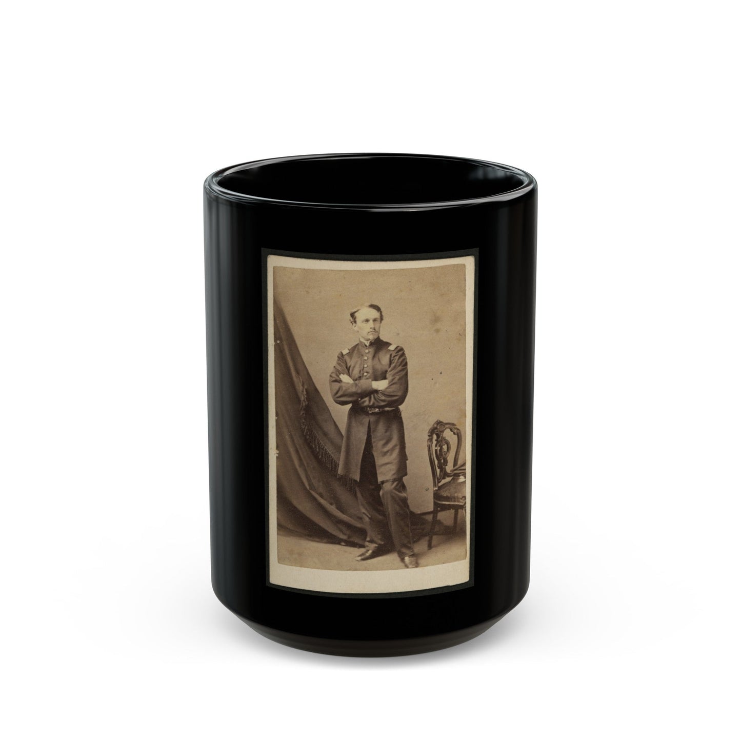 Lt. Robert G. Shaw, Standing, Facing Front (U.S. Civil War) Black Coffee Mug-15oz-The Sticker Space