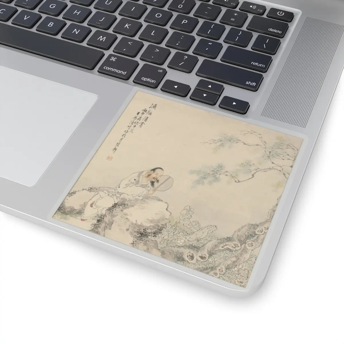 Lu Peng - Zhou Dunyi Admiring Lotuses - dated 1896 - STICKER Vinyl Kiss-Cut Decal