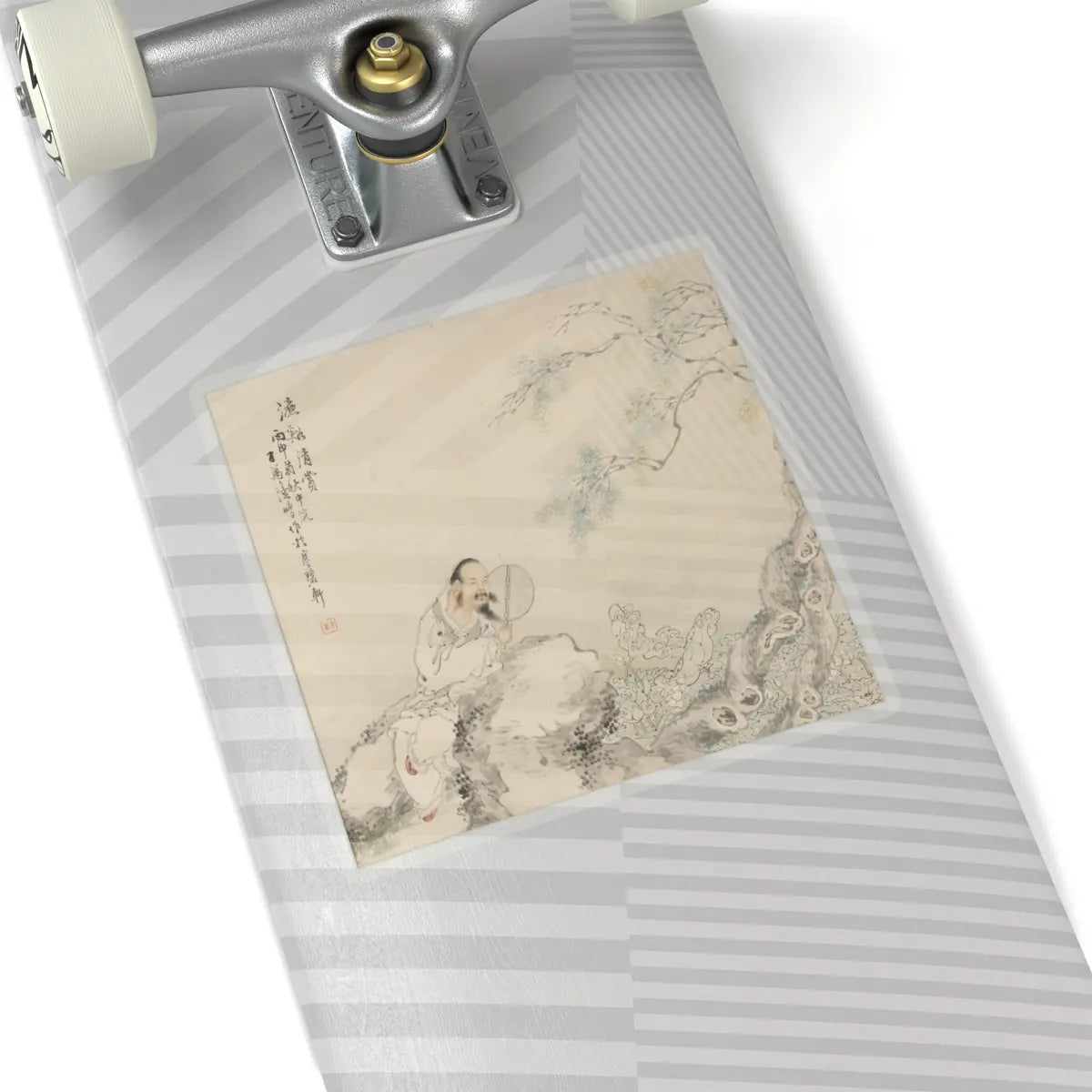 Lu Peng - Zhou Dunyi Admiring Lotuses - dated 1896 - STICKER Vinyl Kiss-Cut Decal